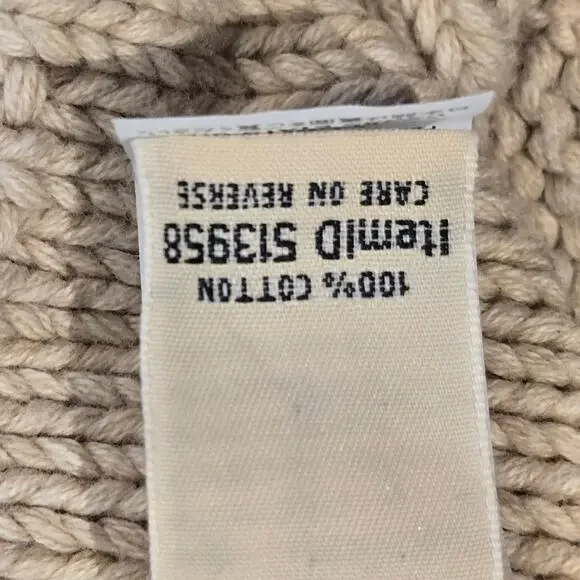 L.L. Bean Double-L Cream Fisherman Mixed Cable Knit Funnel Neck Sweater, Medium - Picture 8 of 9